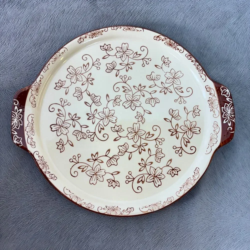 Temptations Floral Lace Chocolate Brown Round Trivet 10